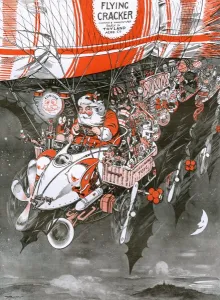 Aerial Prints: Santa Claus Flying Round The Earth In His New Aerial Car, by