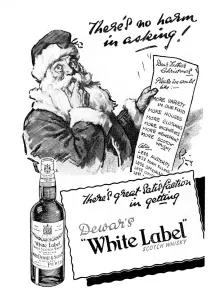 Alcohol Prints: Santa in Dewars White Label advert