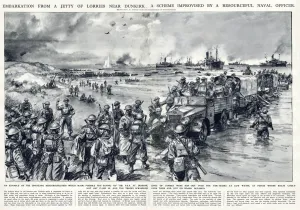 Fire Prints: Scene during the evacuation of Dunkirk, WW2