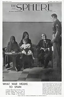 Scene Prints: The scene at a Nationalist headquarters as a young widow (centre)