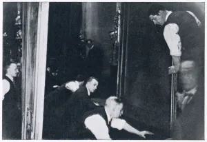 Scene Prints: Behind the scenes at the London Hippodrome, scene shifters