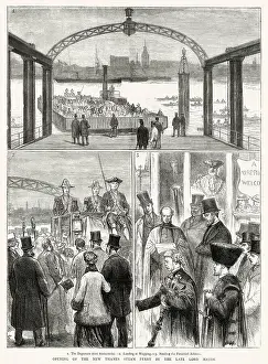 1870s Prints: Three scenes during the official opening of the Rotherhithe to Wapping Steam Ferry