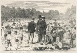 Boys Prints: School Board children bathing in Victoria Park, London