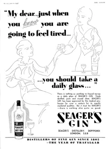 Alcohol Prints: Seagers Gin advertisement, 1935