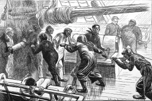 Atlantic Prints: Seamen casting the log, Atlantic Ocean, 1870