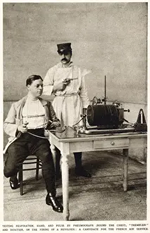 Firing Prints: A seated candidate for the French Air Service is subjected to a series of tests to gauge