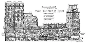 Clubs Prints: A Sectional Drawing of The Empress Club, 13 Berkeley Street