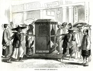 1857 Prints: Sedan Chair in Hong Kong 1857