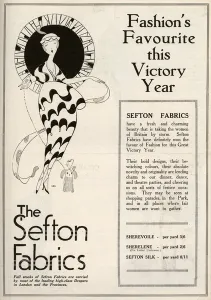Fabrics Prints: Sefton Fabrics advertisement 1919 - Victory Year