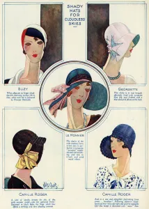 Ribbon Prints: Selection of fashionable hats 1929