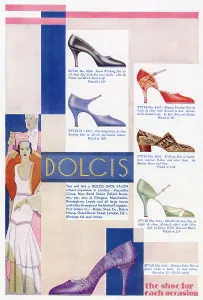 Evening Prints: A selection of salon shoes. Date: 1930