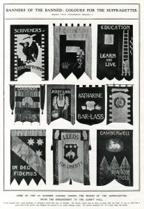 June Prints: Selection of suffragette banners 1908
