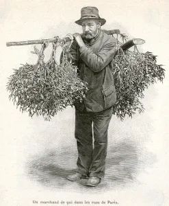Selling Prints: Selling mistletoe in streets 1894