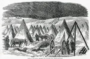 1854 Prints: Sentries and donkeys enjoy the bracing weather in the British Artillery Camp