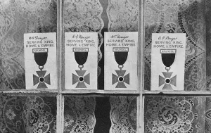 Medal Prints: Service cards in a window in Arundel, WW1