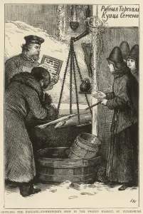Shopping Prints: Settling the Bargain- Fishmongers shop in St. Petersburg