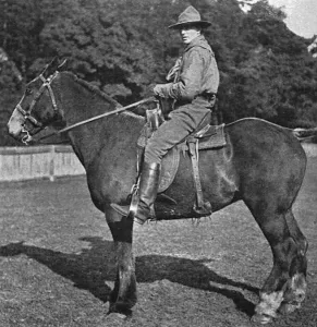Mounted Prints: Sgt. Major Pete Robinson, cowboy horse breaker, 1916