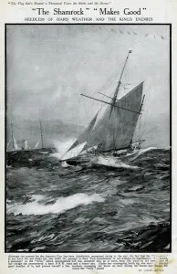 Postponed Prints: Shamrock IV at sea in rough weather, WW1