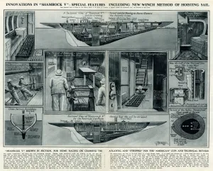 Yachting Prints: Shamrock V yacht by G. H. Davis