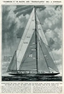 Yachting Prints: Shamrock V yacht by G. H. Davis