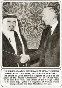 Visit Prints: Sheikh of Qatar shakes hands Lord Home