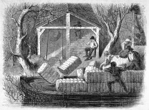 Landing Prints: Shooting cotton bales into a river-steamer