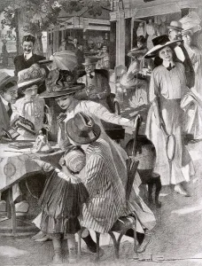 Shops Prints: Shopping in the open air at Baden Baden