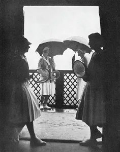 Tournament Prints: A shower during a tennis match, 1932