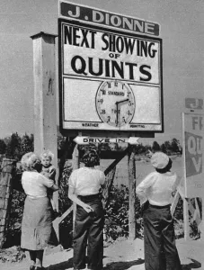 Human Prints: The next showing of the Dionne quintuplets to visitors, 1936