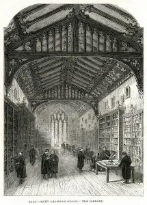 1861 Prints: Shrewsbury Grammer School - library 1861