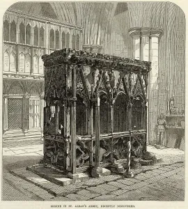 Architecture Prints: Shrine in St Alban's Abbey. Date: 1873