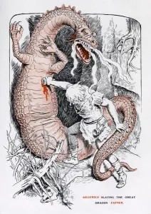 Legend Prints: Siegfried slaying the great dragon Fafner