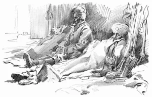Resting Prints: Sikh soldiers resting in a French building, WW1