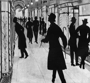 Shops Prints: Silhouette artist about town - Burlington Arcade