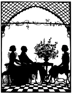 Silhouettes Prints: Silhouette of Mr & Mrs Home Robertson with Mrs J. M. Pryor