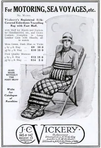 Advertisements Prints: Silk eiderdown travelling rug with foot muff, 1928