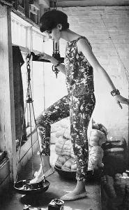 Blouse Prints: Silk Lotus print over-blouse and trousers