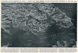 Retreat Prints: Singapore besieged by Japan, by G. H. Davis