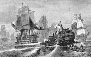 Trafalgar Prints: Sinking of the Redoubtable after the Battle of Trafalgar