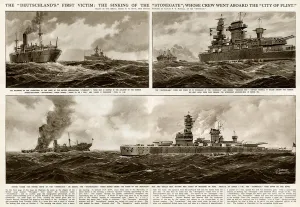 Merchant Prints: Sinking of the Stonegate by G. H. Davis