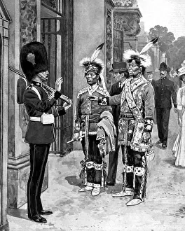 Images Dated 8th July 2004: Sioux native American Indian Chiefs outside Buckingham Palac