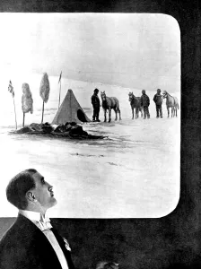 Antarctic Prints: Sir Ernest Shackleton lecturing at the Albert Hall, 1909