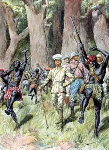 August Prints: Sir Henry Morton Stanley and his men exit a forest, Central