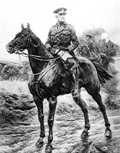 Canadian Prints: Sir Samuel Hughes on horseback; France, 1916