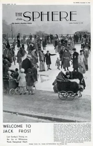 Winter Prints: Skating on a frozen Whitestone Pond, Hampstead Heath, London. Date: 1933