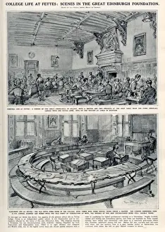 Public Prints: Sketch by Bryan de Grineau showing the great dining-hall at Fettes College, Edinburgh
