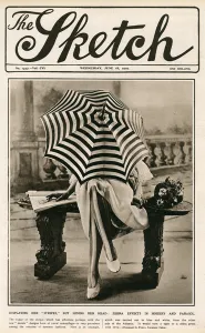 Legs Prints: Sketch cover - striped parasol and stockings, dazzle fashion