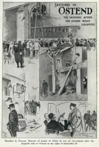 Cafe Prints: Sketches in Ostend, Belgium, after WW1 bombing
