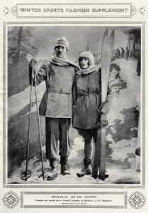Sportswear Prints: Skiing outfits by Burberry 1922