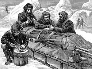 Lunch Prints: Sledging Party cooking lunch, British Arctic Expedition, 187